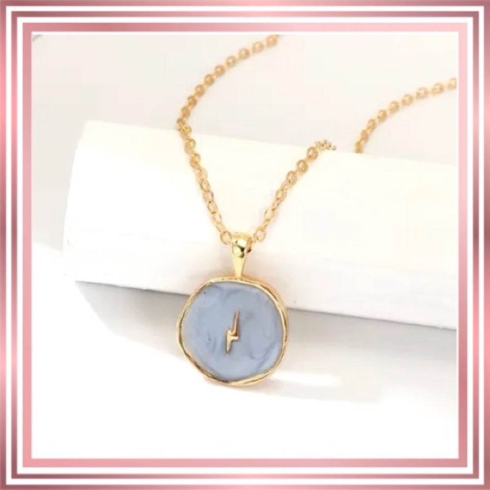 Blueish Gray Thunderbolt Necklace